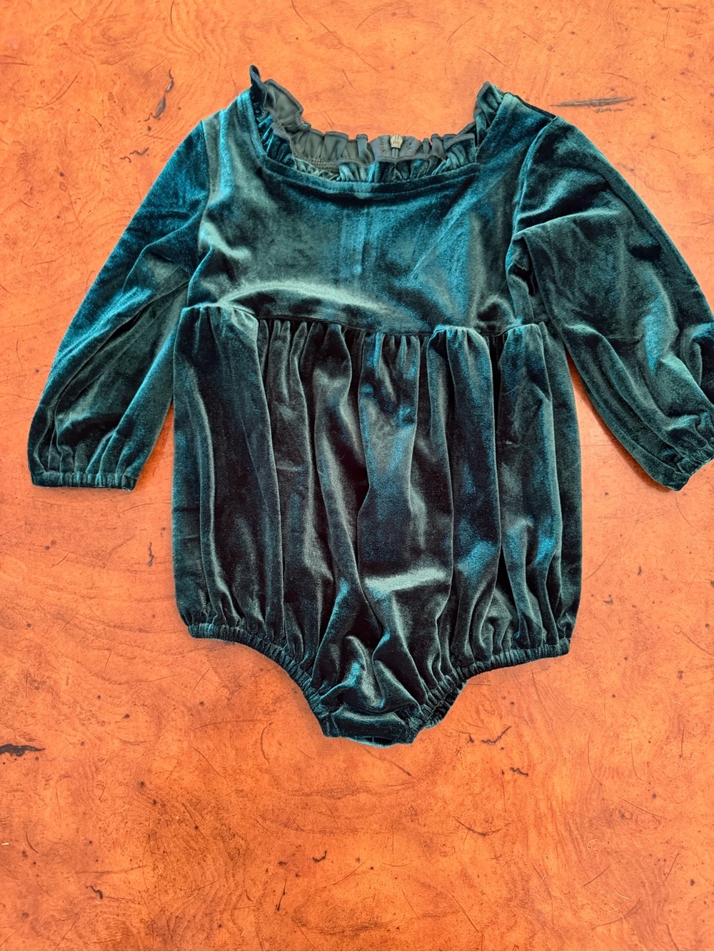 Ivy city co Velvet Baby Romper 12-18 months in Deep Teal NWOT